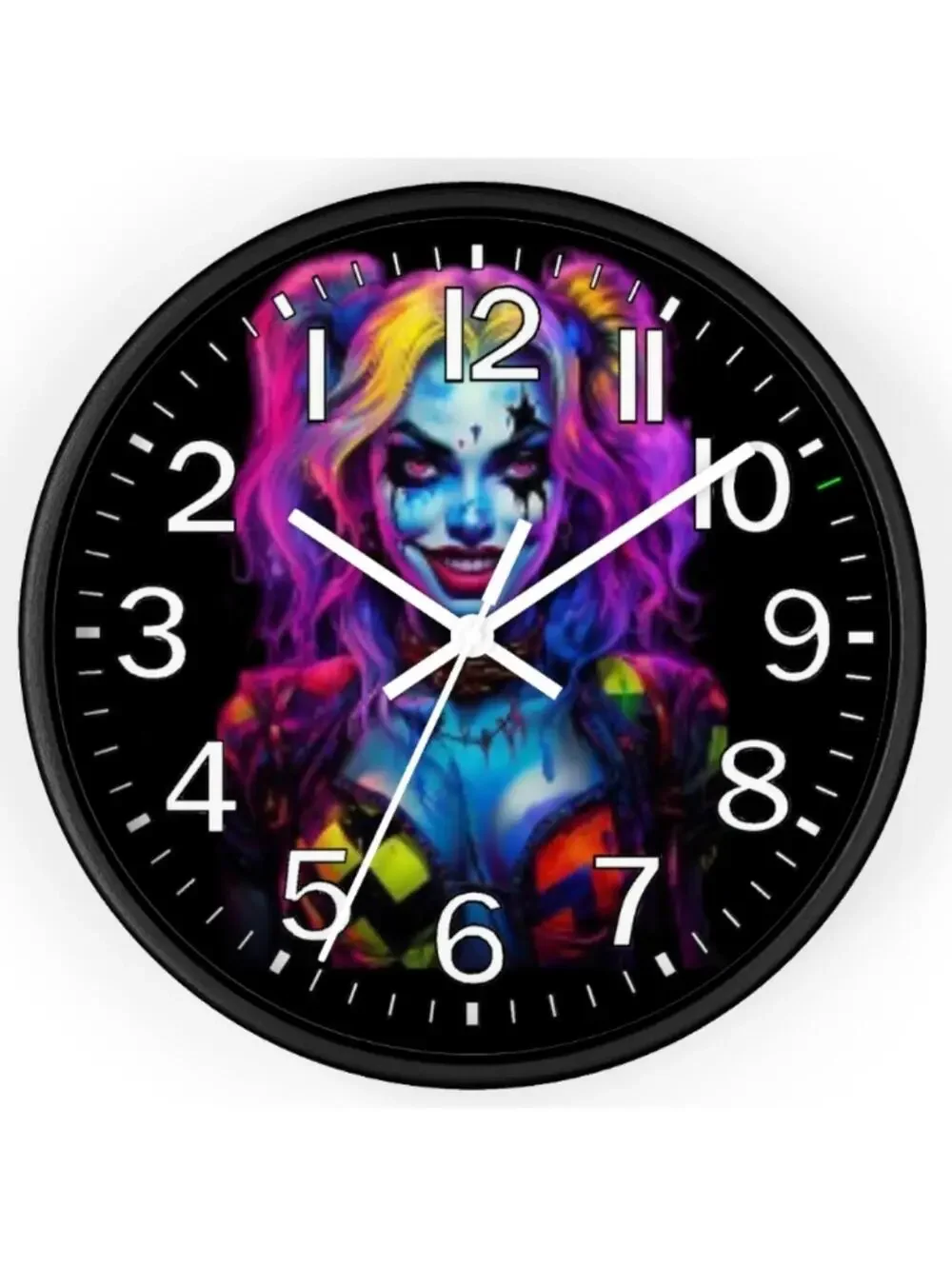 Charlie Quinn REVERSE TICKING CLOCK Glow In The Dark Wall Clock New!